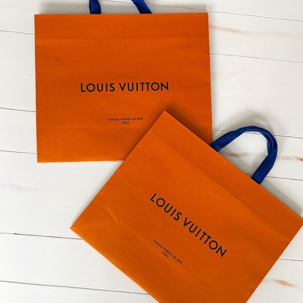 Set of 2 Louis Vuitton Shopping Bags – Authentic 16x13.5, Minor Wear on One